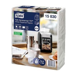 Торк - Диспенърни салфетки за маса N14 - бели, 2 пл. (6 пачки/720 къса) (15830-00)