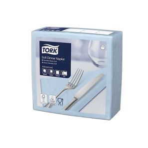 Торк - Салфетки Dinner 39х39 см, 3 пл. (12 пакета/кашон х 100 бр.) – светло сини (477913)