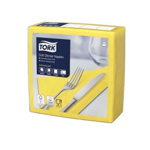 Торк - Салфетки Dinner 39х39 см, 3 пл. (12 пакета/кашон х 100 бр.) - жълти (477911)