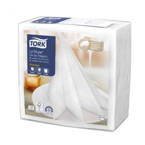 Торк - Салфетки Premium LinStyle® Dinner 39х39 см, 3 пл. (12 пакета/кашон - 50 бр./пакет) – бяла  (478711) ( IT )