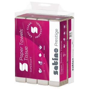 ВЕПА - Satino Prestige - Харт.кърпи за ръце V - 22x21 - 2 пл. (12 пачки/стек)(336 къса/пачка) (278091) ( DE )
