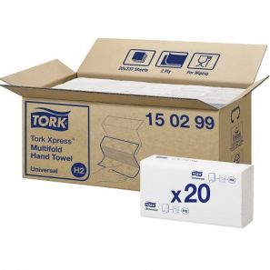Торк - Сгънати кърпи H2, 2пл. Z (20 пач./кашон)(237бр./пач.) Xpress Multifold (150299-38)
