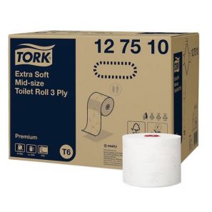 Торк - Тоал. хартия T6, целулоза, 3 пл. (27 рол./кашон) Extra Soft Mid-Size (127510-68) ( NL)