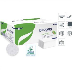 ЛУКАРТ - Харт. кърпи за ръце V, PRO ECO, 25х23 /  2 пл.- 150 бр.(15020)(863062)(196120)